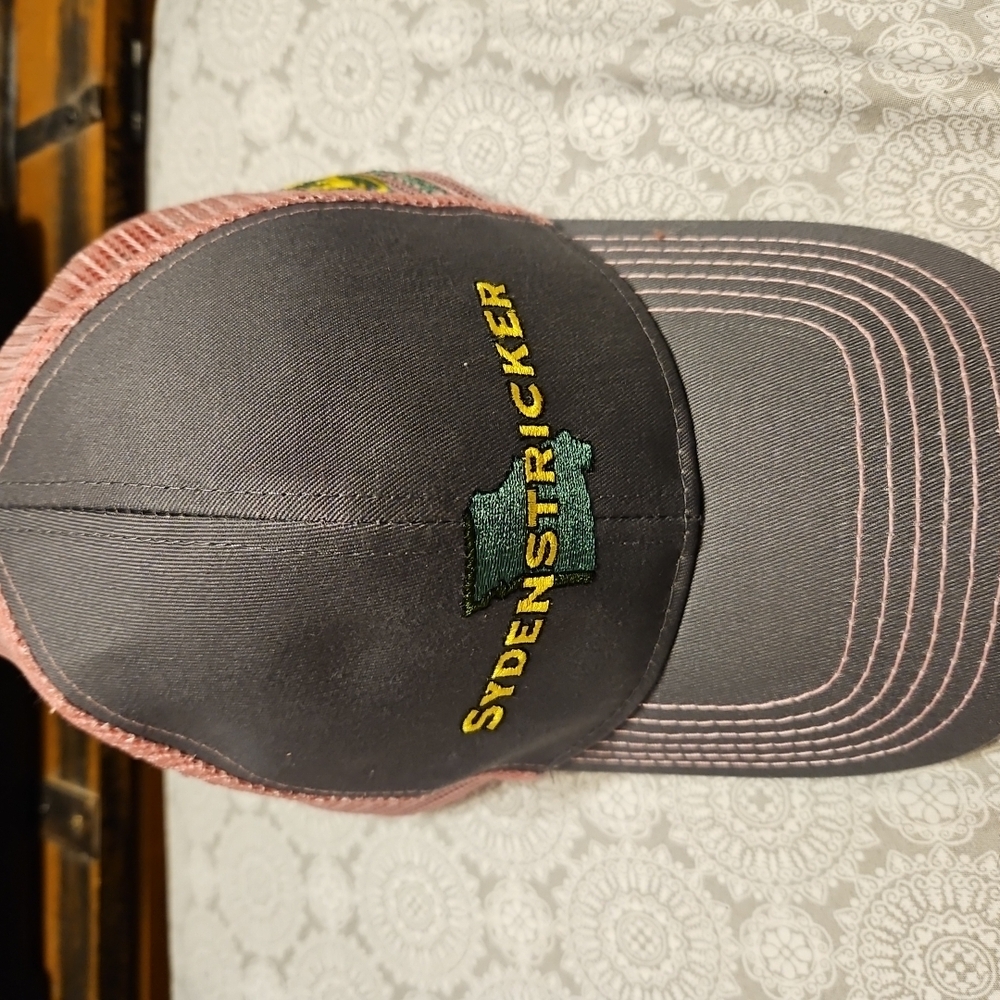 Sydenstricker John Deere Grey Pink Ball Cap Hat Snapback Baseball (A-44)